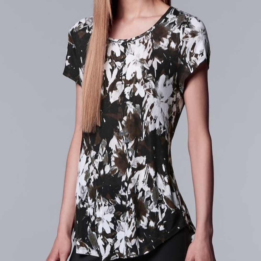 Vera Wang Print Scoop neck Tee